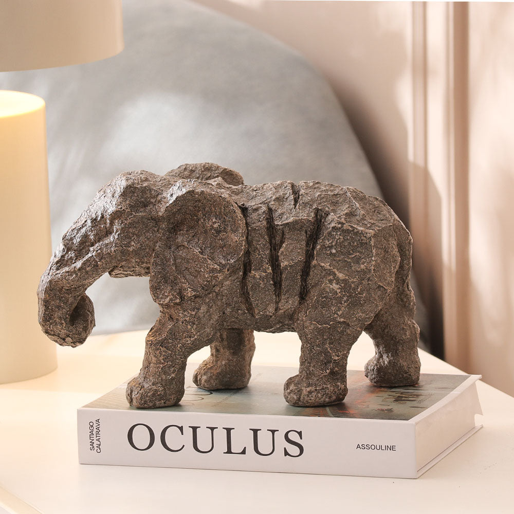 Vintage Elephant Decorative Sculpture - Stone Grey