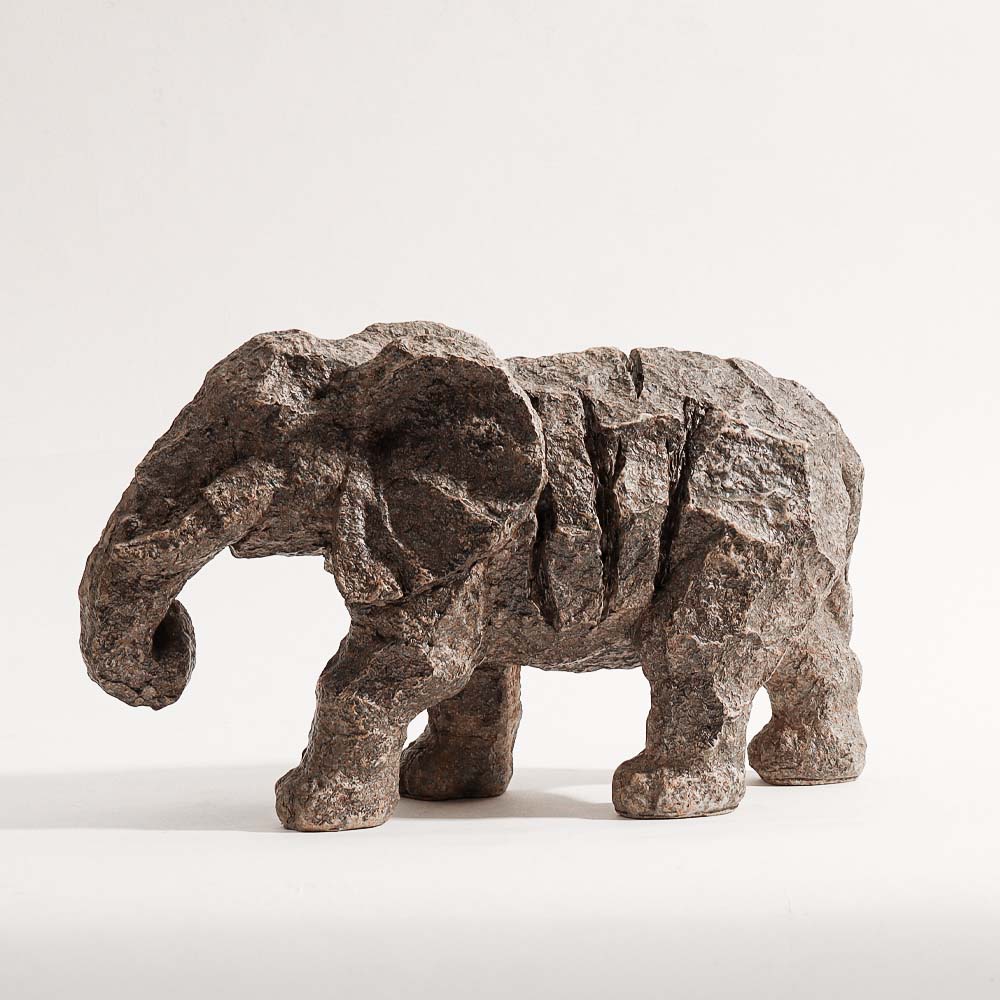 Vintage Elephant Decorative Sculpture - Stone Grey