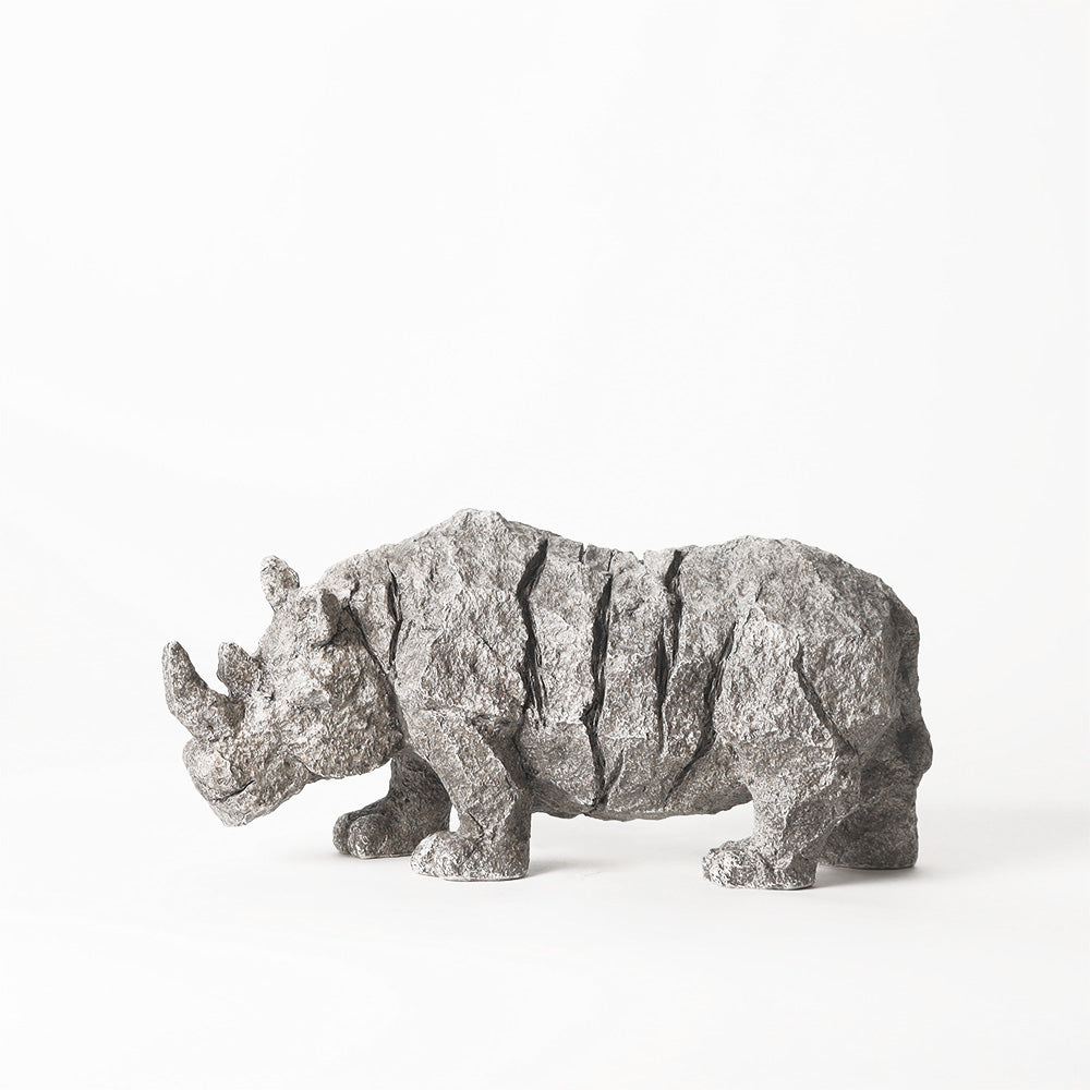 Vintage Rhinoceros Decorative Sculpture - Stone Grey