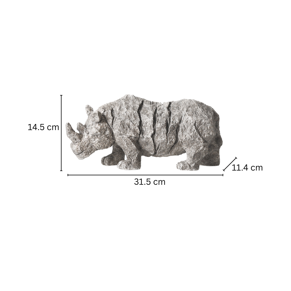 Vintage Rhinoceros Decorative Sculpture - Stone Grey