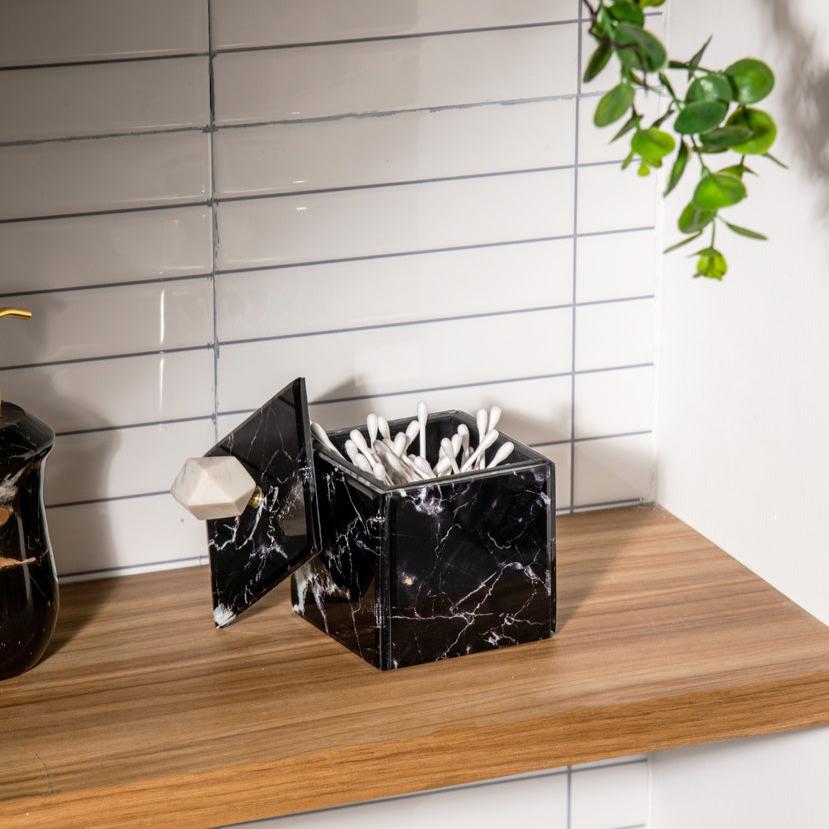 Vita Glass Storage Box Small - Black Marble