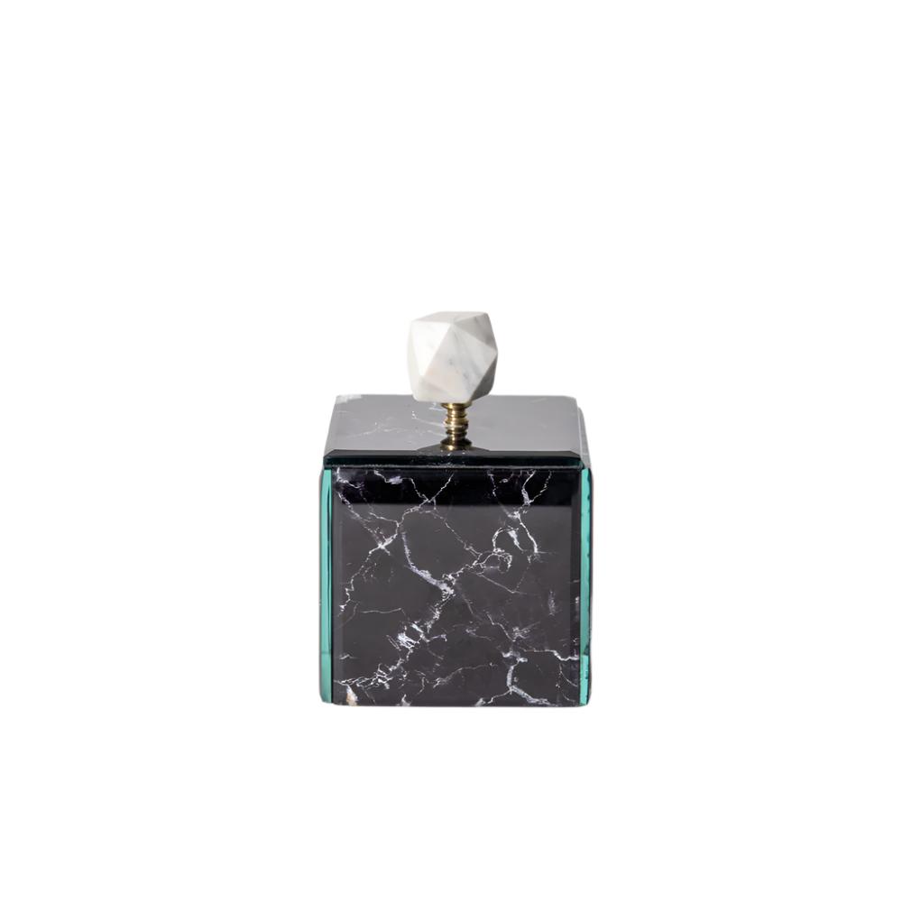 Vita Glass Storage Box Small - Black Marble