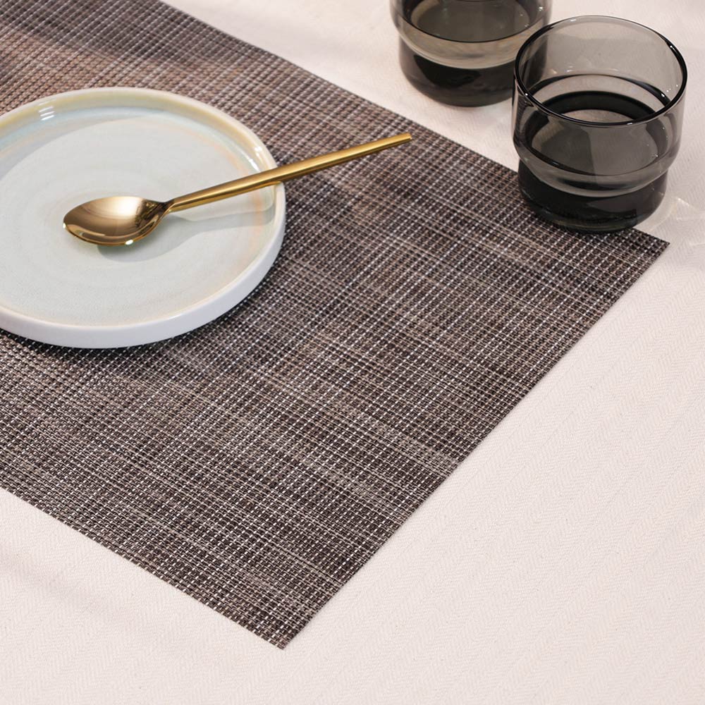 Trellis Mesh Rectangular Placemats, Set of 4 - Asphalt