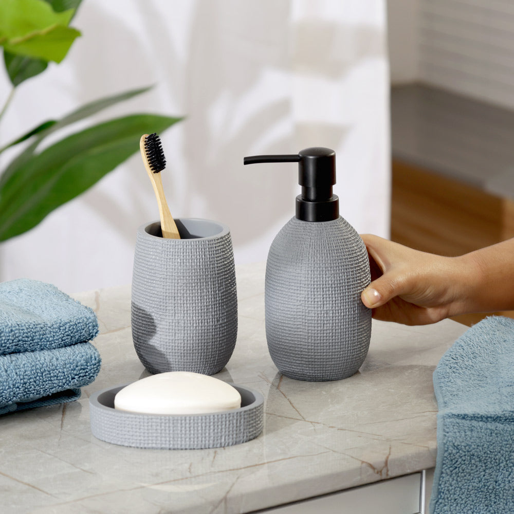 Waffle 3-piece Bathroom Set - Slate Grey