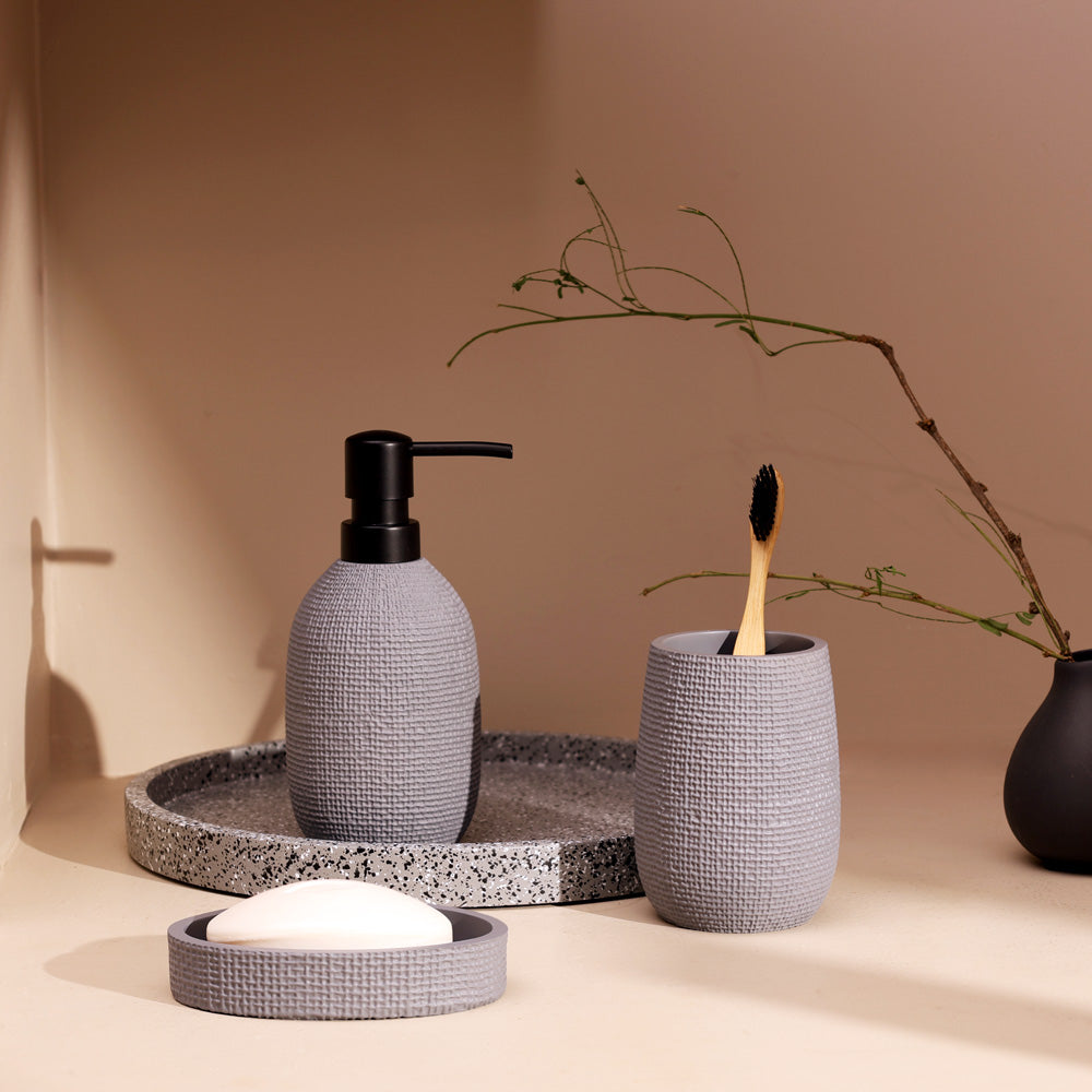 Waffle 3-piece Bathroom Set - Slate Grey