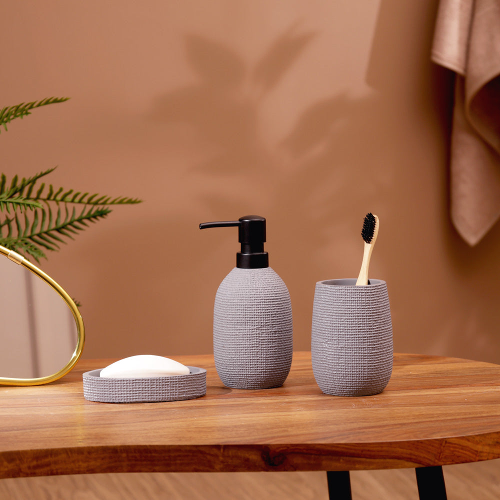 Waffle 3-piece Bathroom Set - Slate Grey