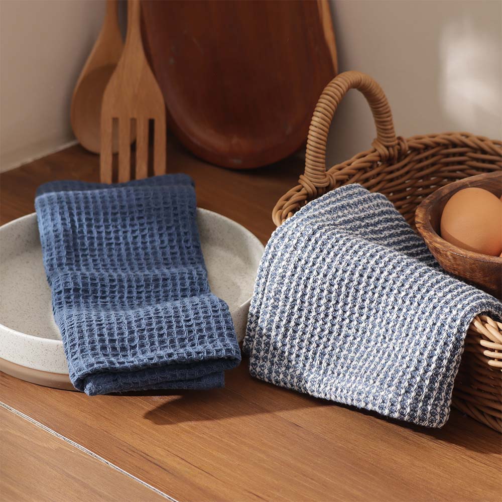 Waffle Kitchen Towels Small, Set of 2 - Blue Sky
