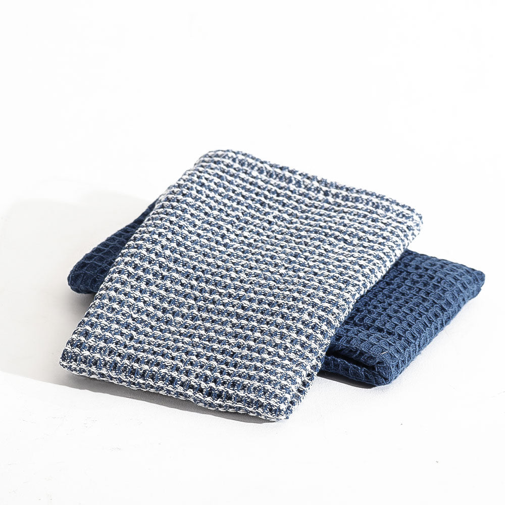Waffle Kitchen Towels Small, Set of 2 - Blue Sky