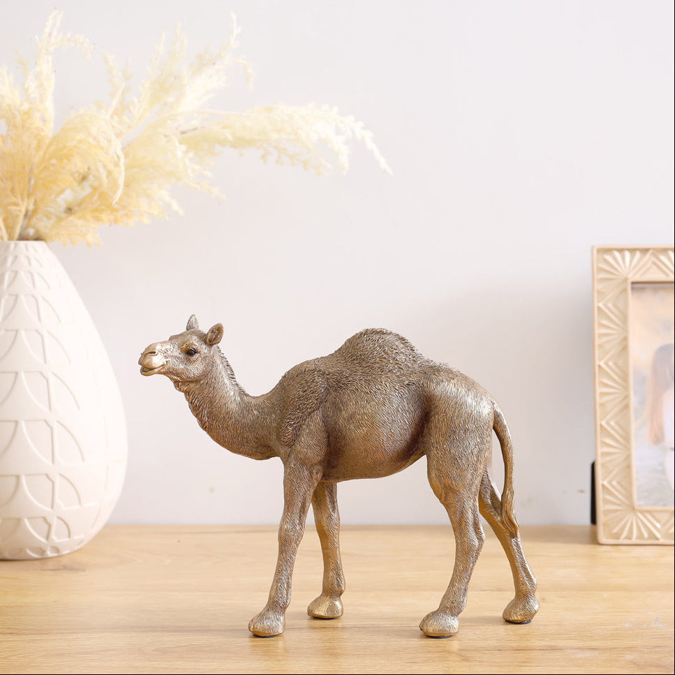 Walking Camel Sculpture Small - Dark Gold