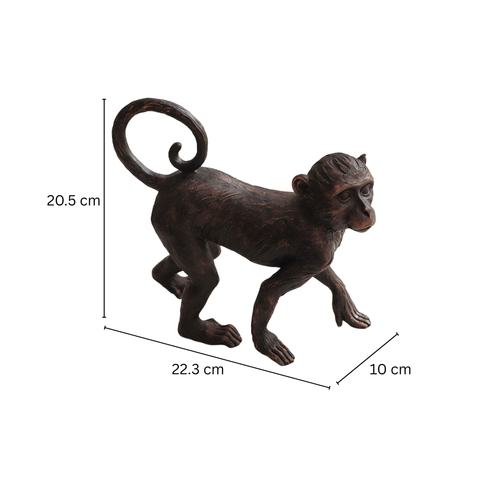 Walking Monkey Sculpture Medium - Black Brown