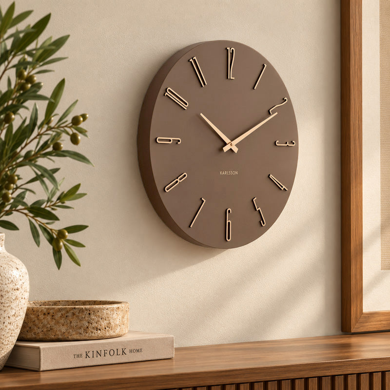 Esmerado Wall Clock 40cm - Mocha Brown