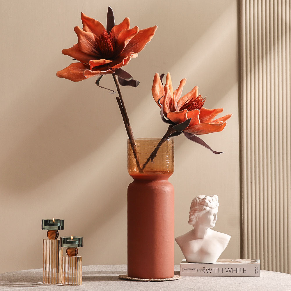 Water Lily Faux Stem - Burnt Orange