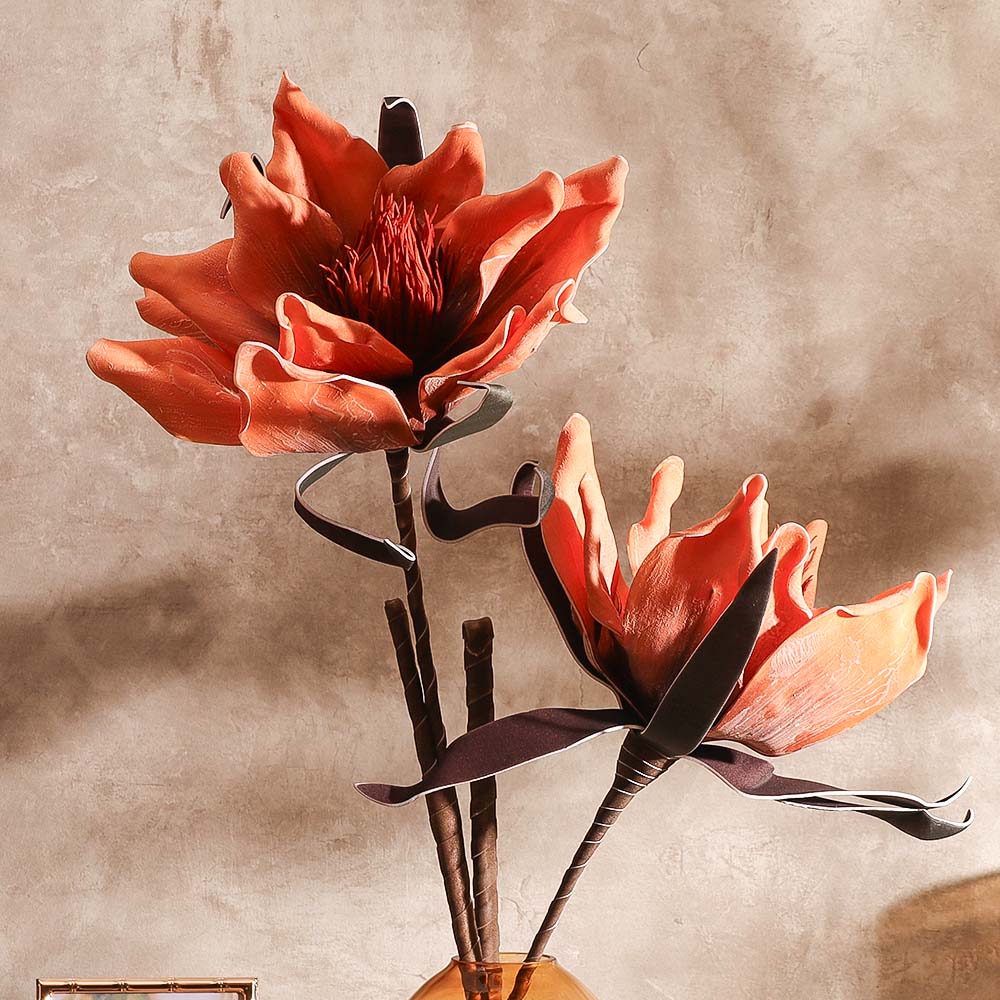 Water Lily Faux Stem - Burnt Orange