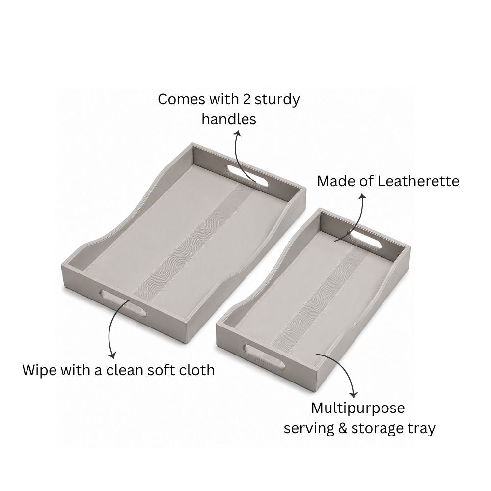 Wave Serving Trays, Set of 2 - Grey