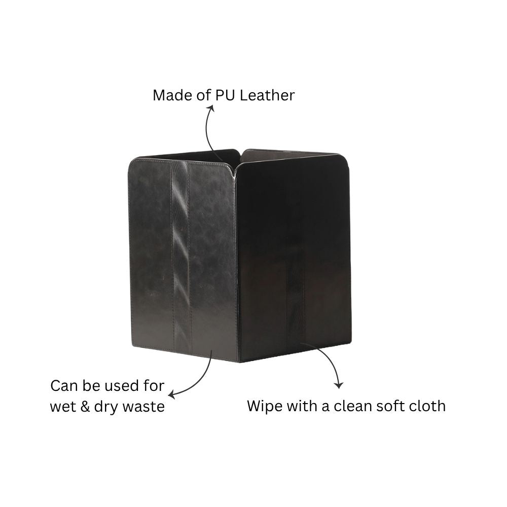 Wave Square Waste Bin - Black