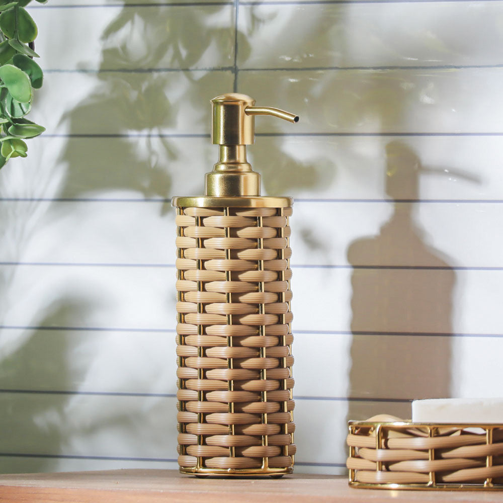 Weave Soap Dispenser - Natural Gold