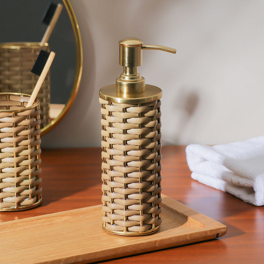 Weave Soap Dispenser - Natural Gold