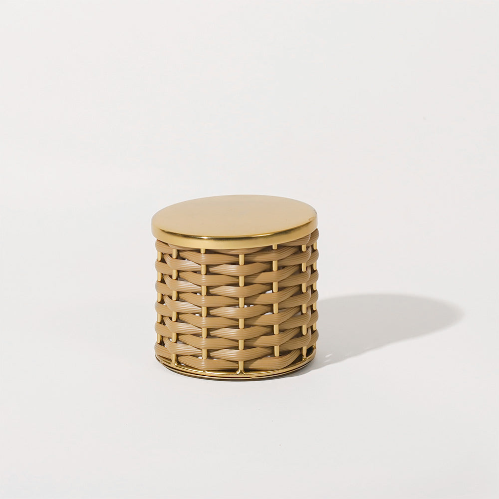Weave Storage Jar With Lid - Sand Gold