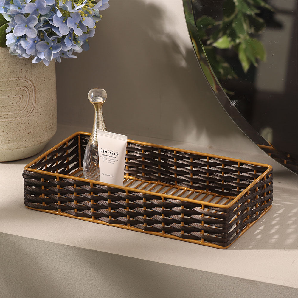 Weave Storage Tray Small - Brown Gold