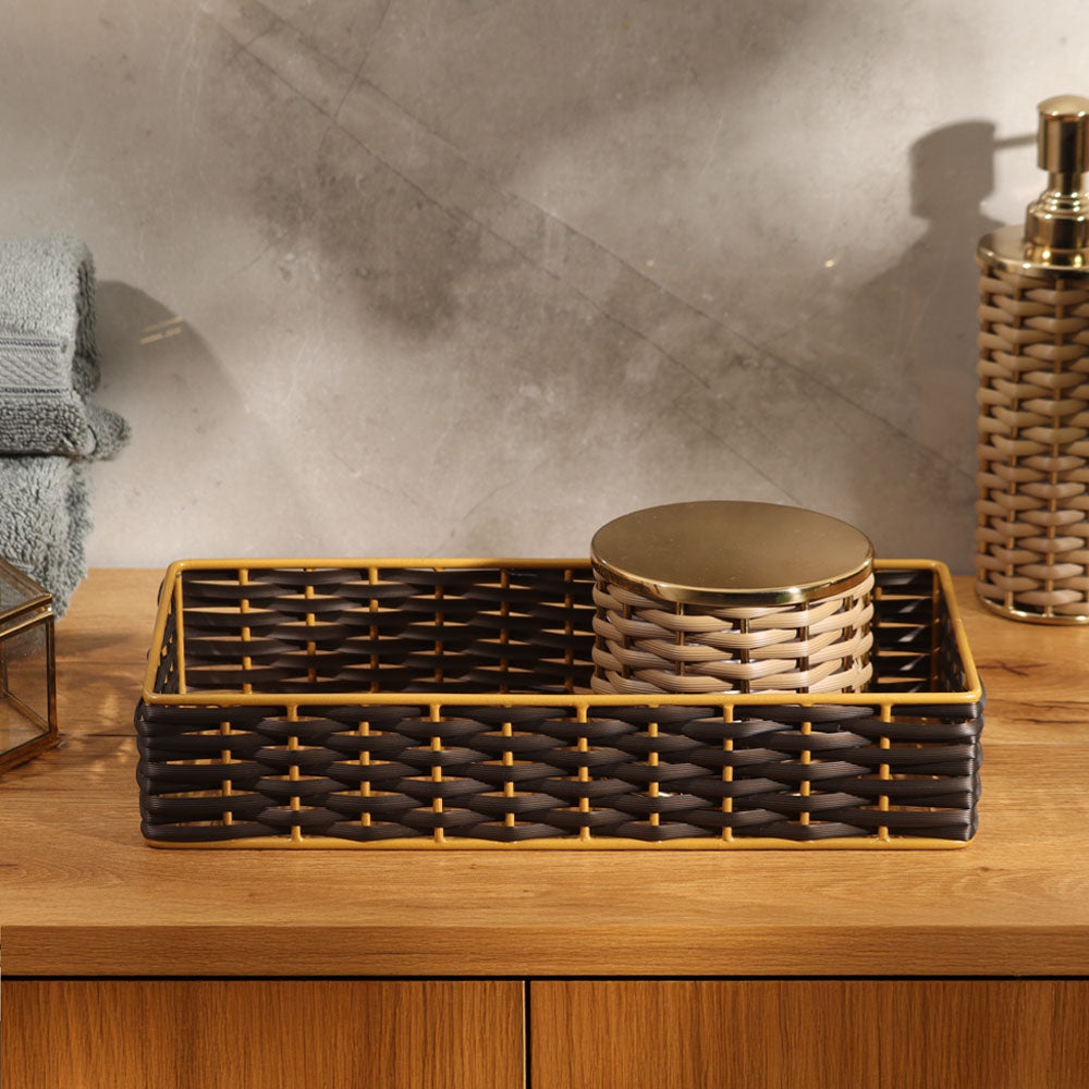 Weave Storage Tray Small - Brown Gold