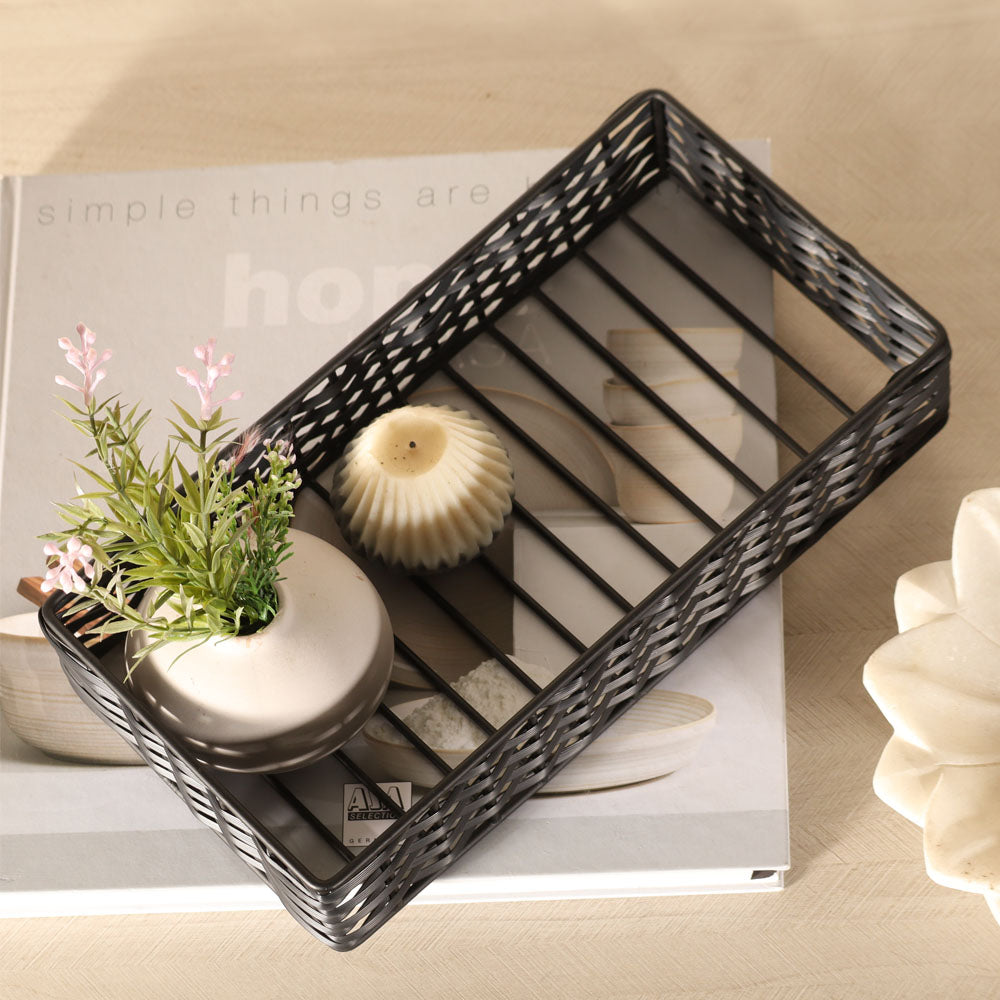 Weave Storage Tray Small - Charcoal Black