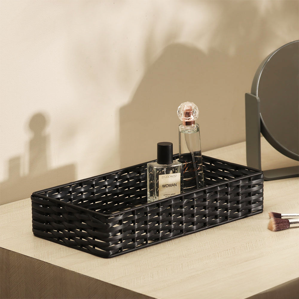 Weave Storage Tray Small - Charcoal Black