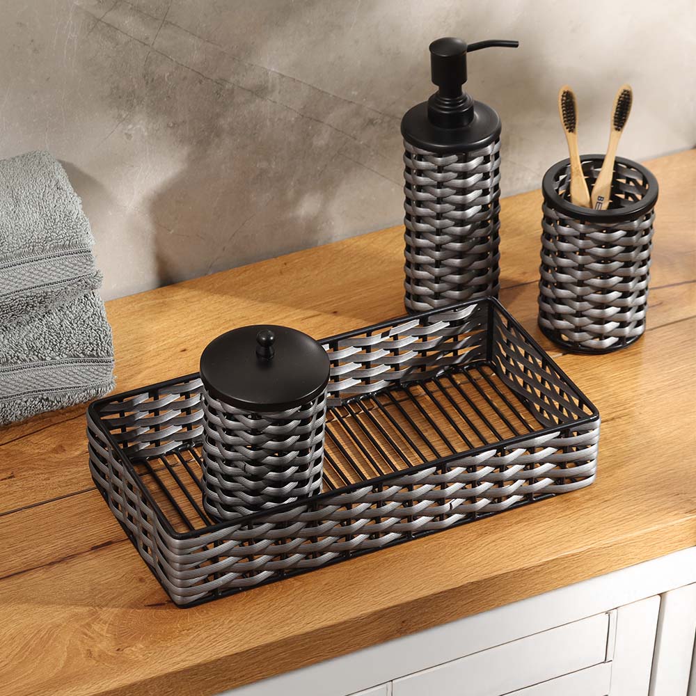 Weave Toothbrush Tumbler - Grey Black