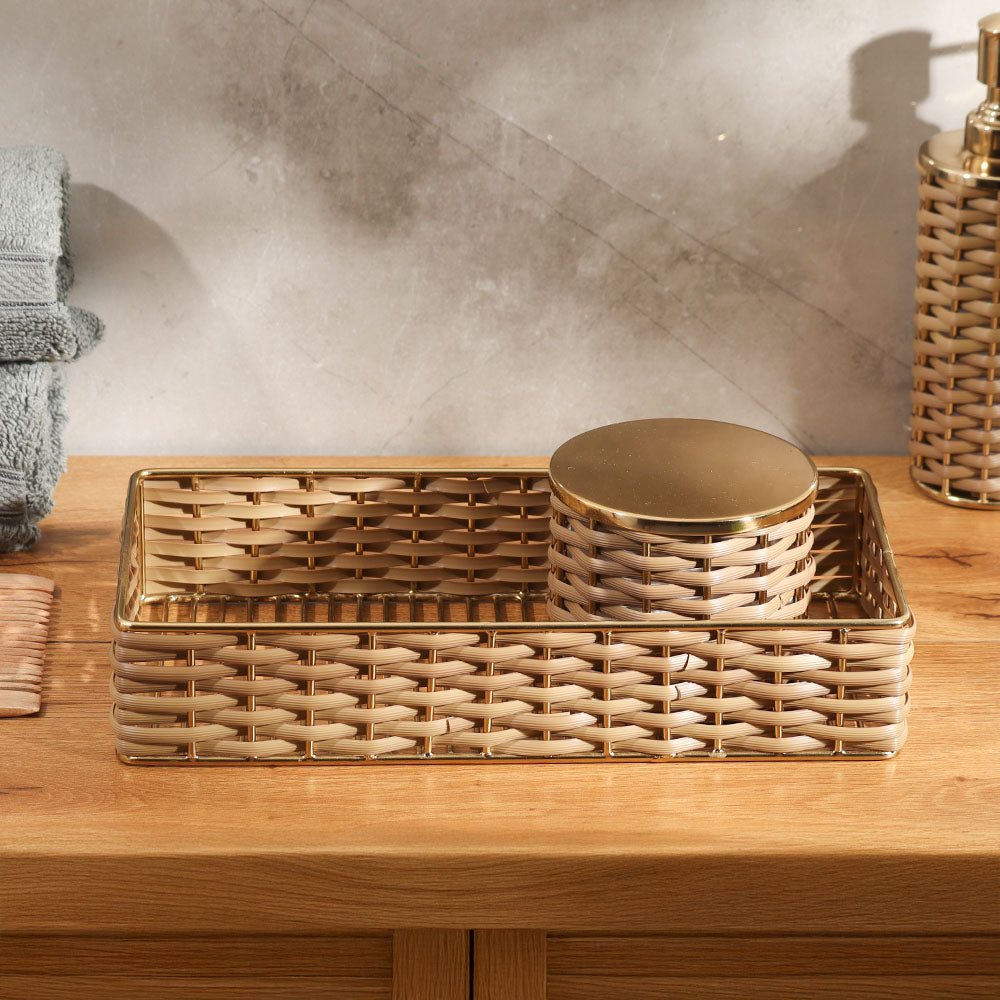 Weave Storage Tray Small - Sand Gold