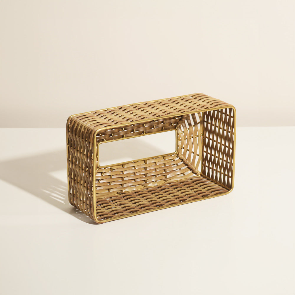 Weave Tissue Box Cover - Sand Gold