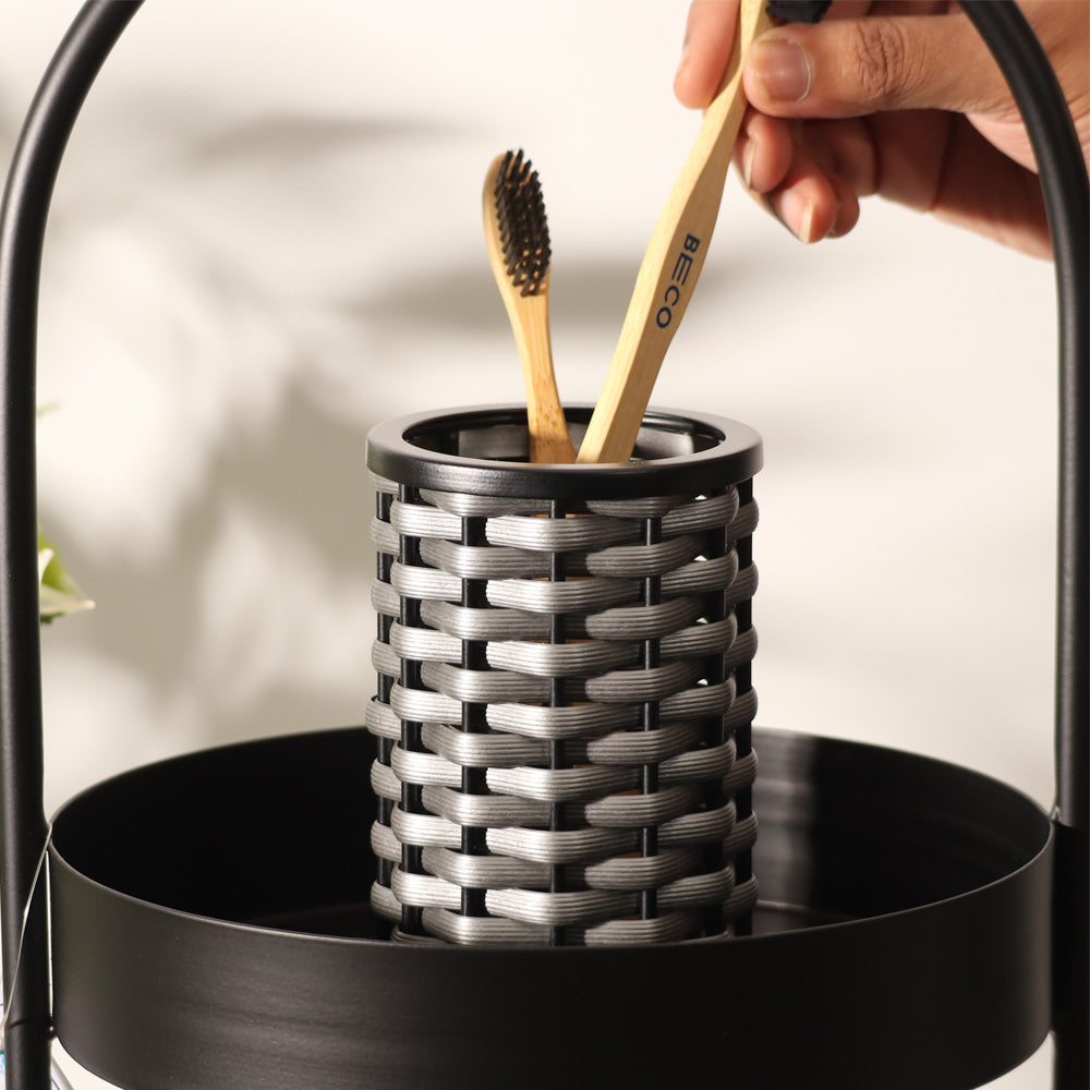 Weave Toothbrush Tumbler - Grey Black