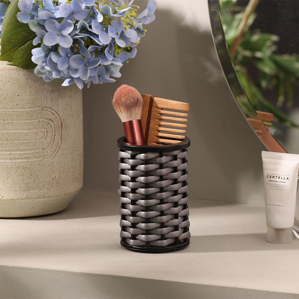 Weave Toothbrush Tumbler - Grey Black