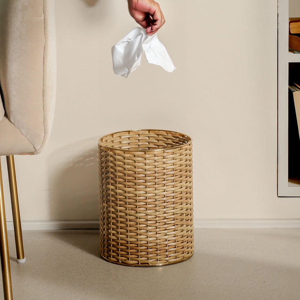 Weave Waste Basket - Sand Gold