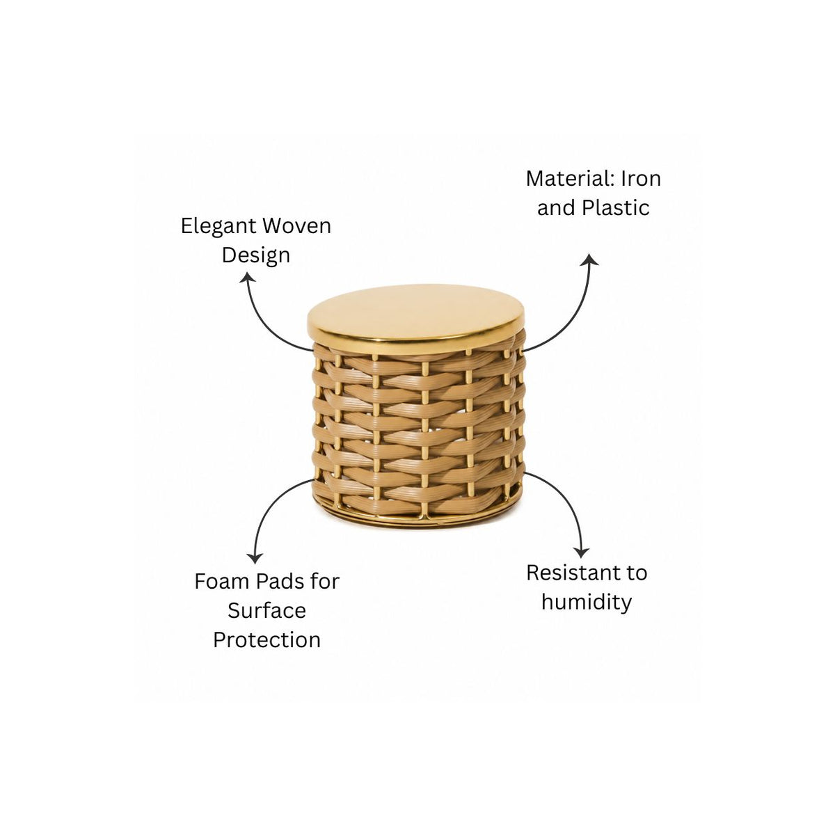 Weave Storage Jar With Lid - Sand Gold