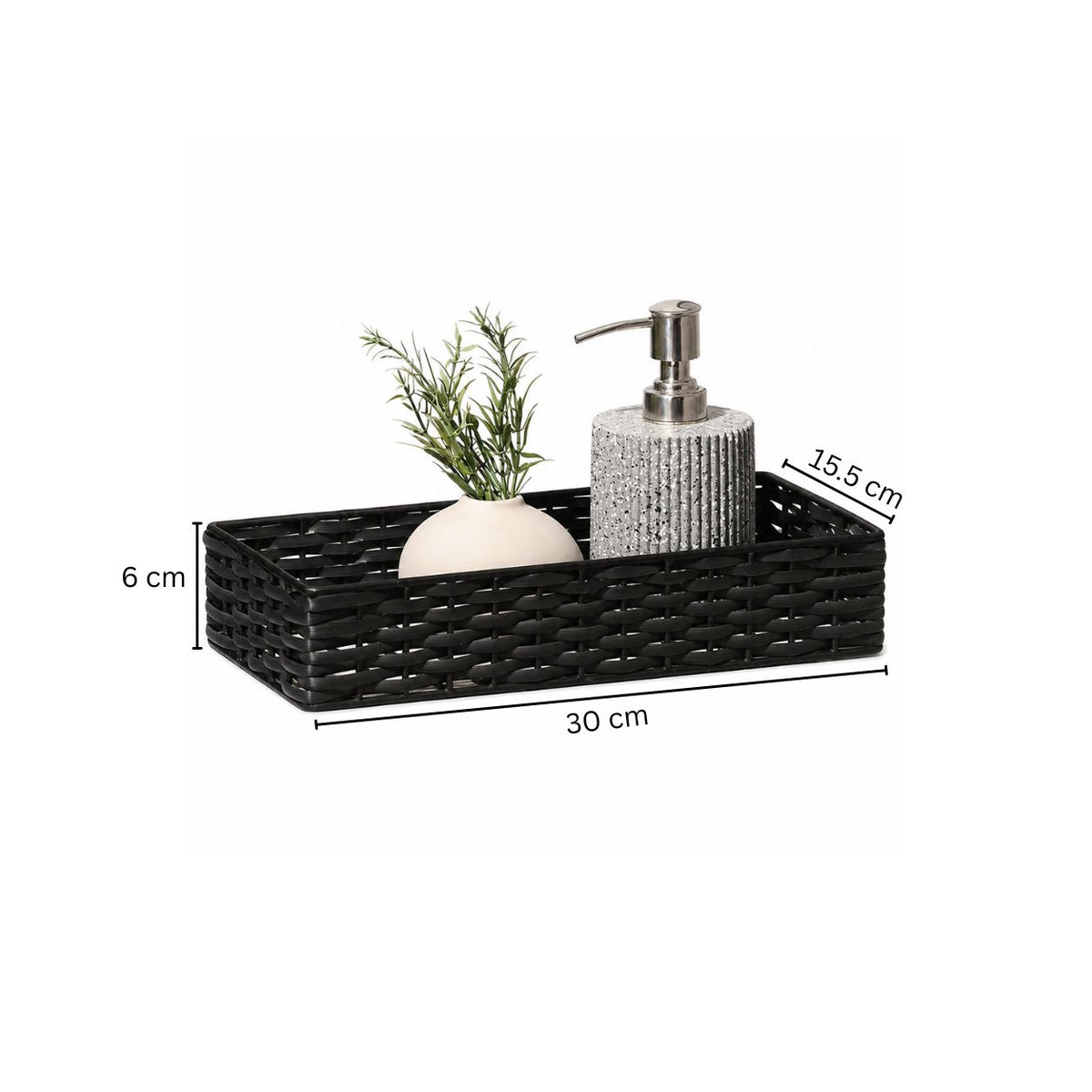 Weave Storage Tray Small - Charcoal Black
