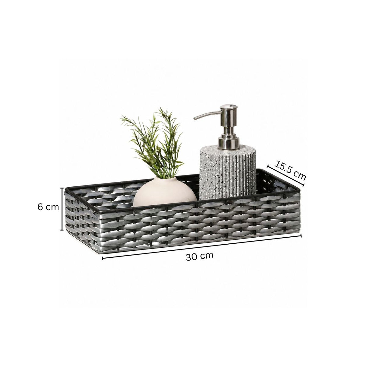 Weave Storage Tray Small - Grey Black
