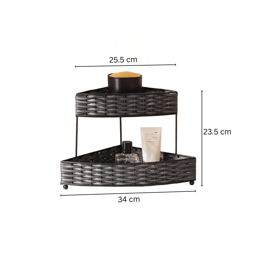 Weave Tiered Corner Shelf - Grey Black