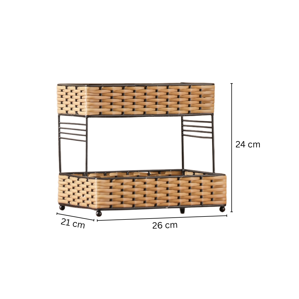 Weave Tiered Storage Shelf - Beige Black