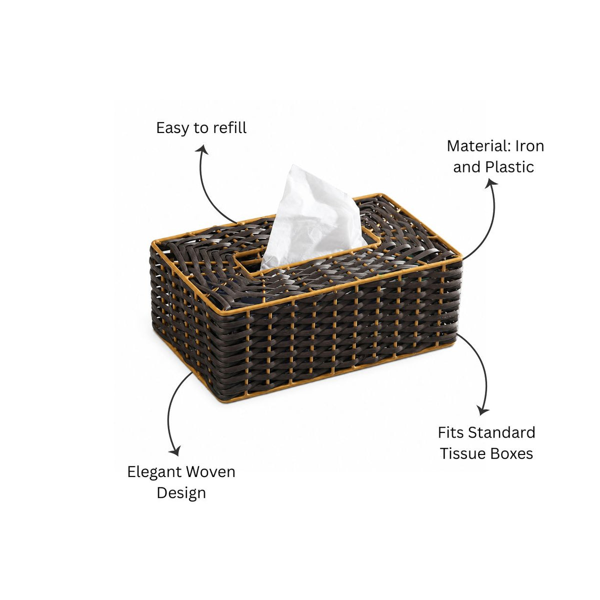 Weave Tissue Box Cover - Brown Gold