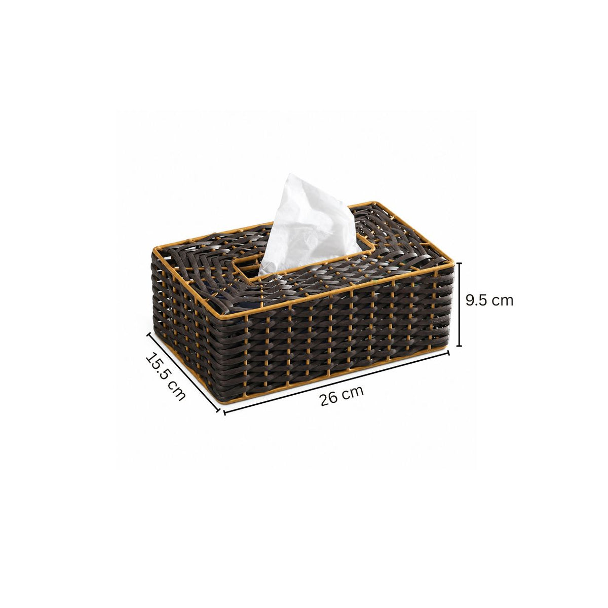 Weave Tissue Box Cover - Brown Gold