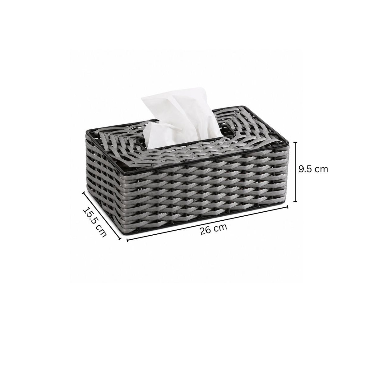Weave Tissue Box Cover - Grey Black