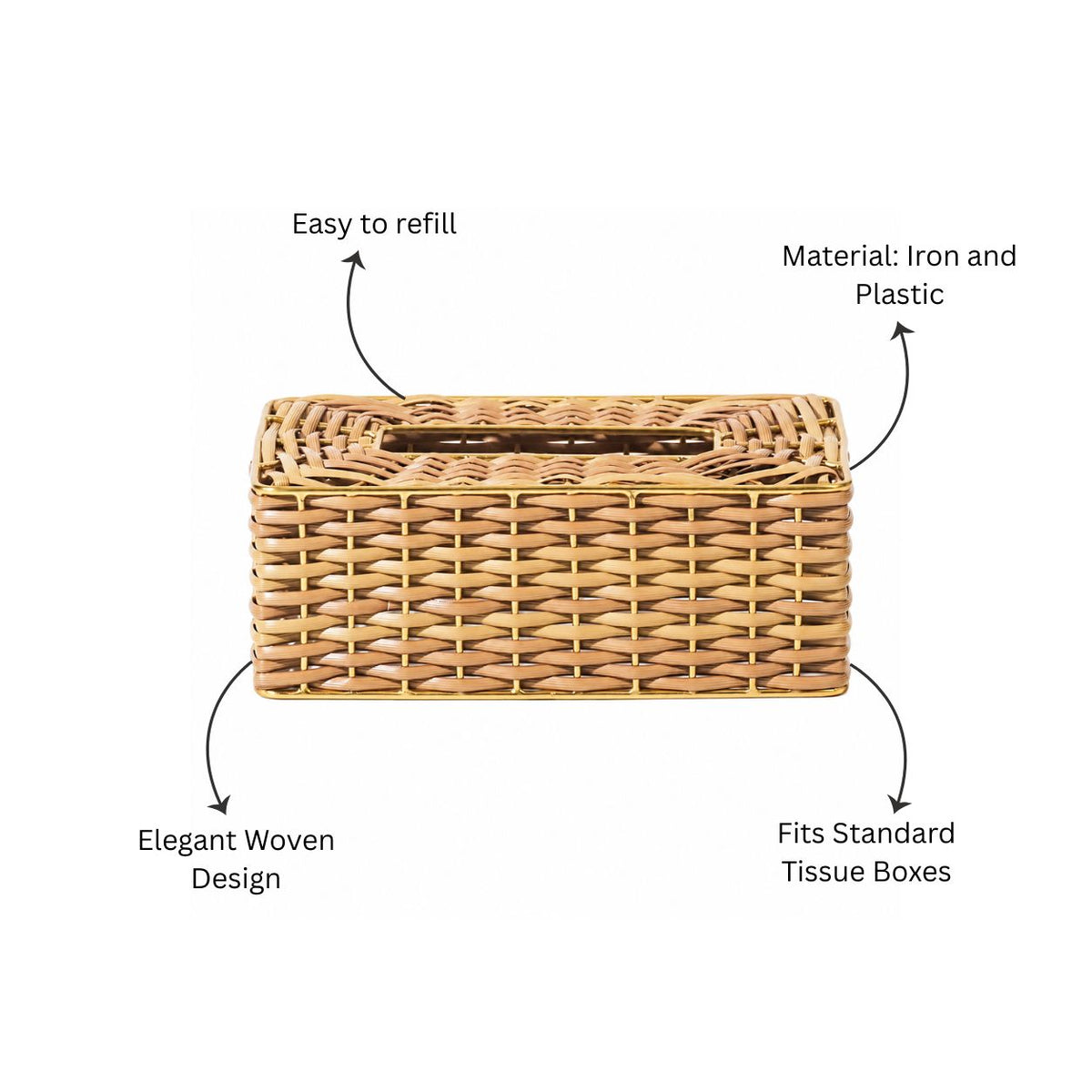 Weave Tissue Box Cover - Sand Gold
