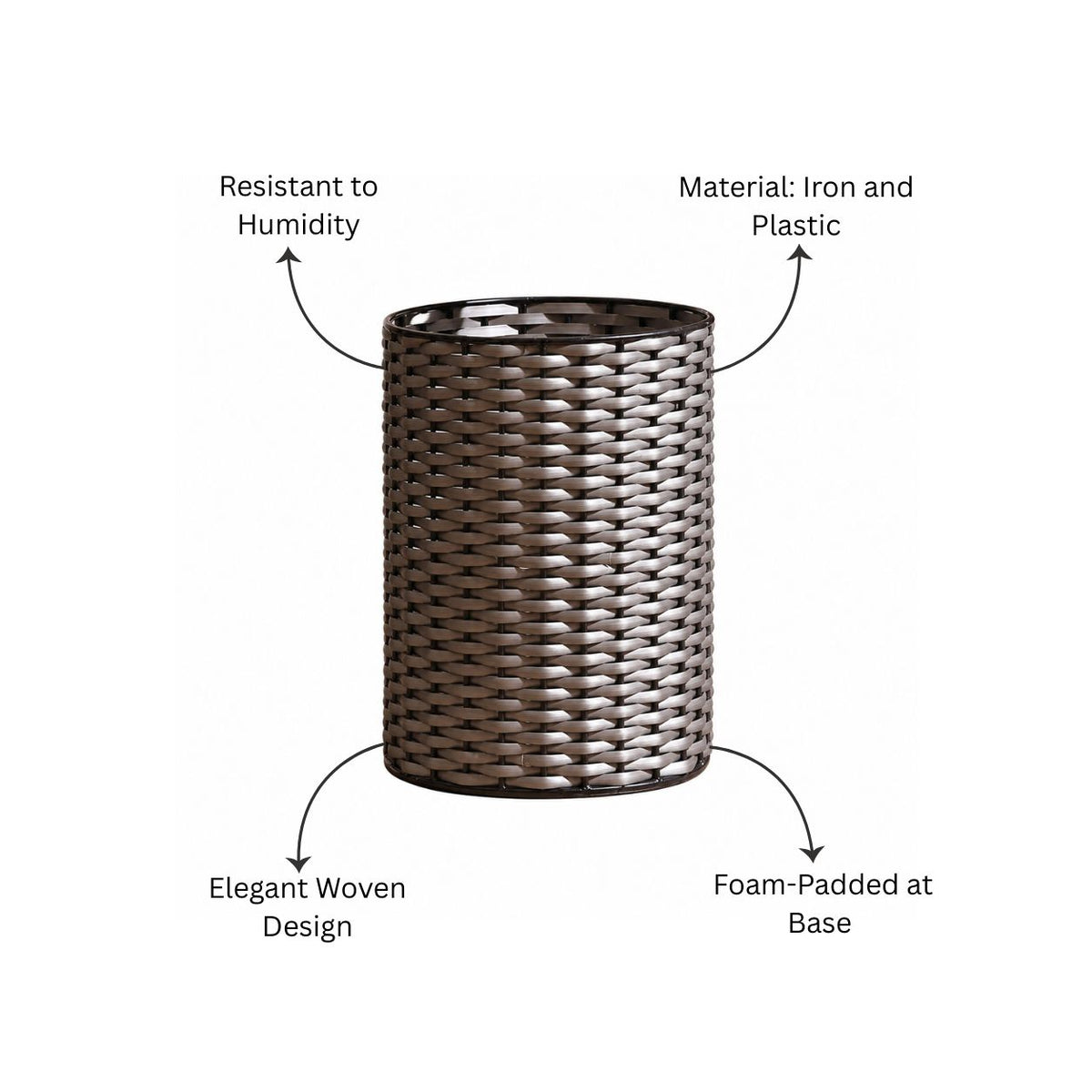 Weave Waste Basket - Grey Black
