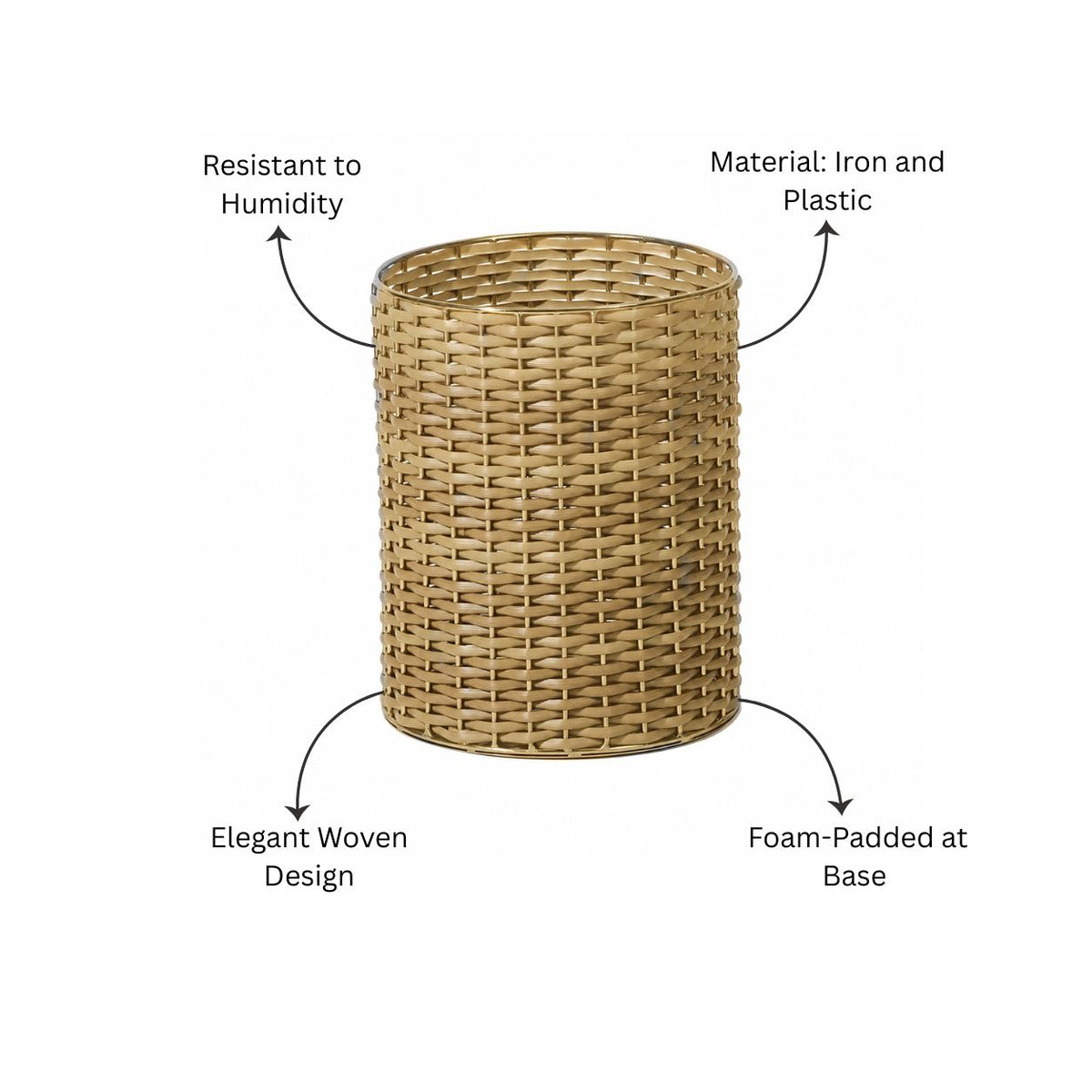 Weave Waste Basket - Sand Gold