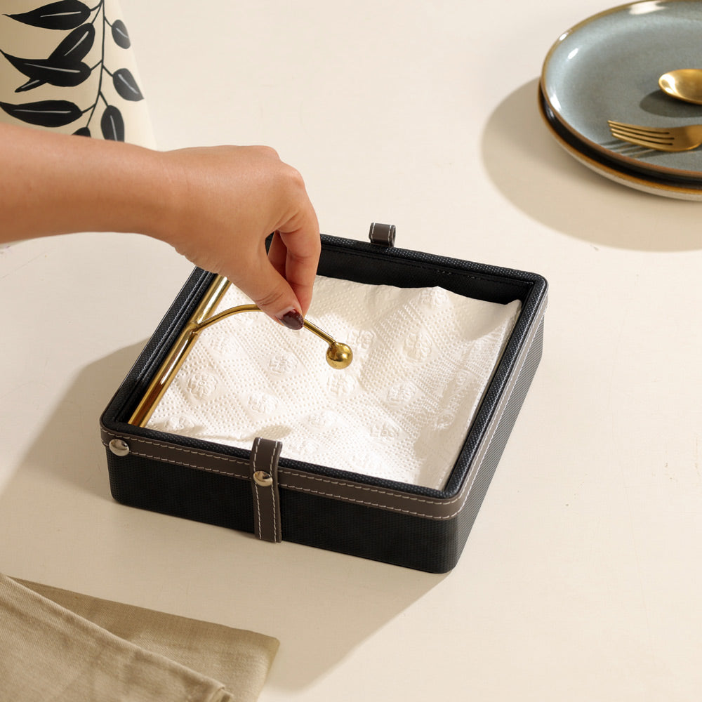 Devon Square Napkin Holder - Black