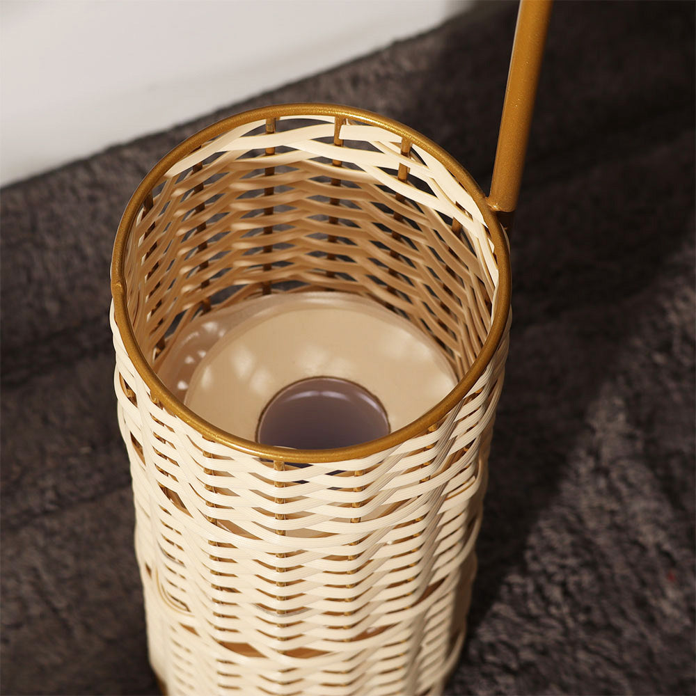 Wicker Toilet Roll Holder with Storage - Cream Gold
