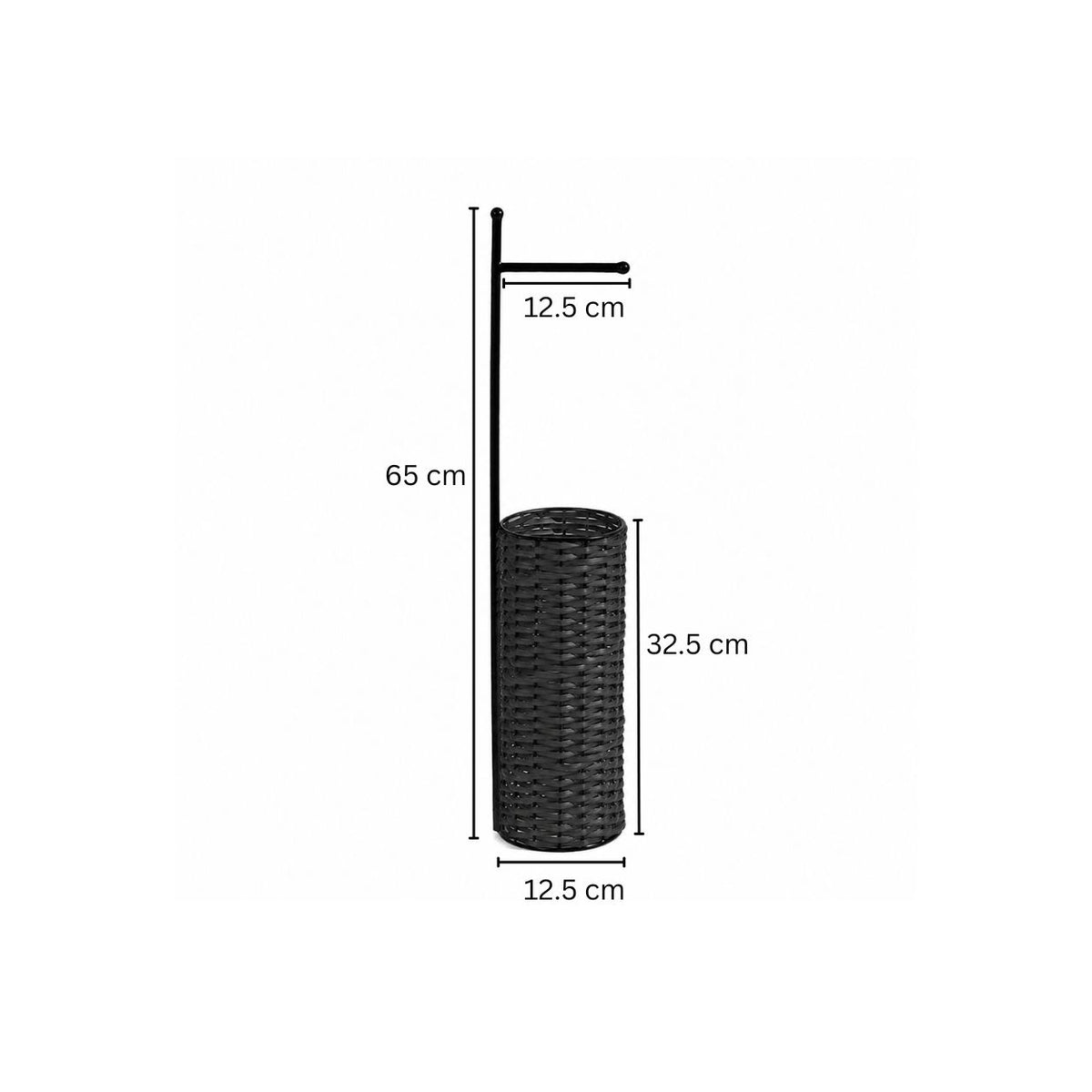 Wicker Toilet Roll Holder with Storage - Charcoal Black
