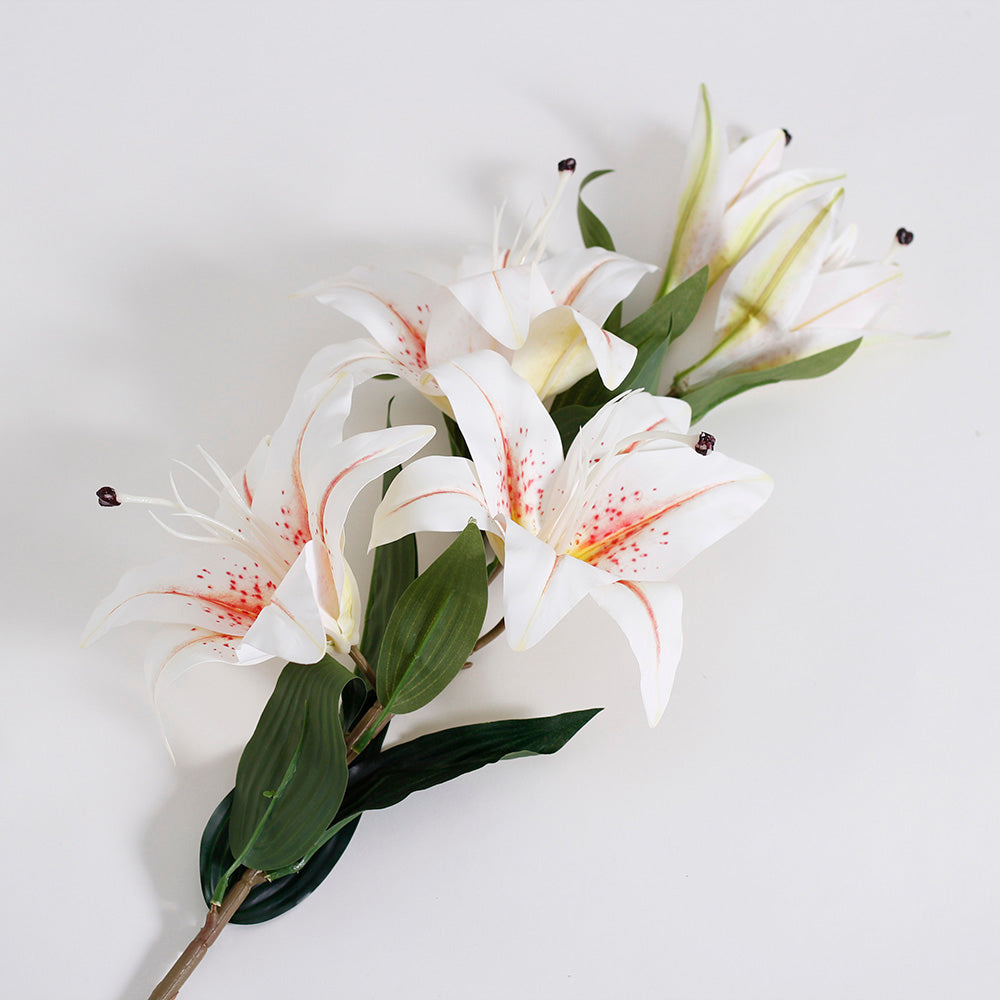 Wild Lily Faux Stem - Dappled White
