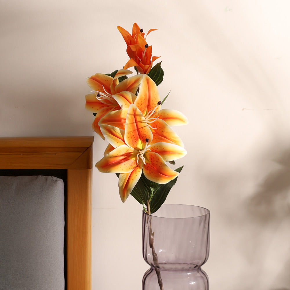 Wild Lily Faux Stem - Sunset Orange