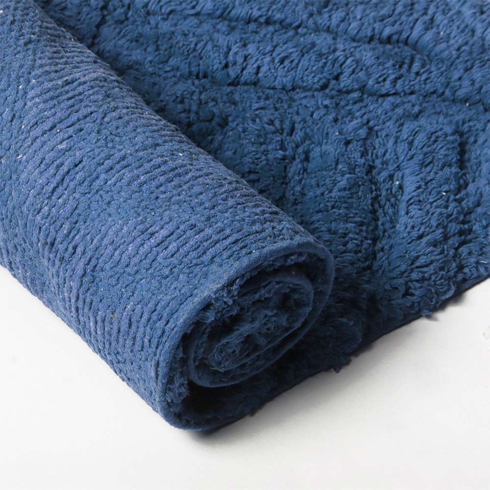 Willow Herringbone Tufted Bathmat - Azure Blue