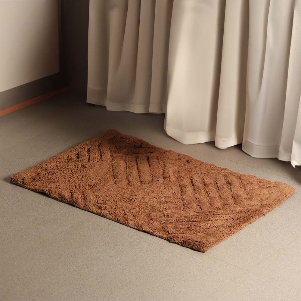 Willow Herringbone Tufted Bathmat - Walnut Brown